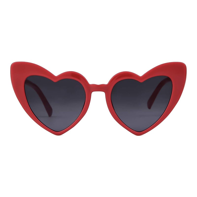 GIFIORE Heart Sunglasses Vintage Retro Oversized Cat Eye Heart Shaped Sun Glasses (Red Frame) - Image 1
